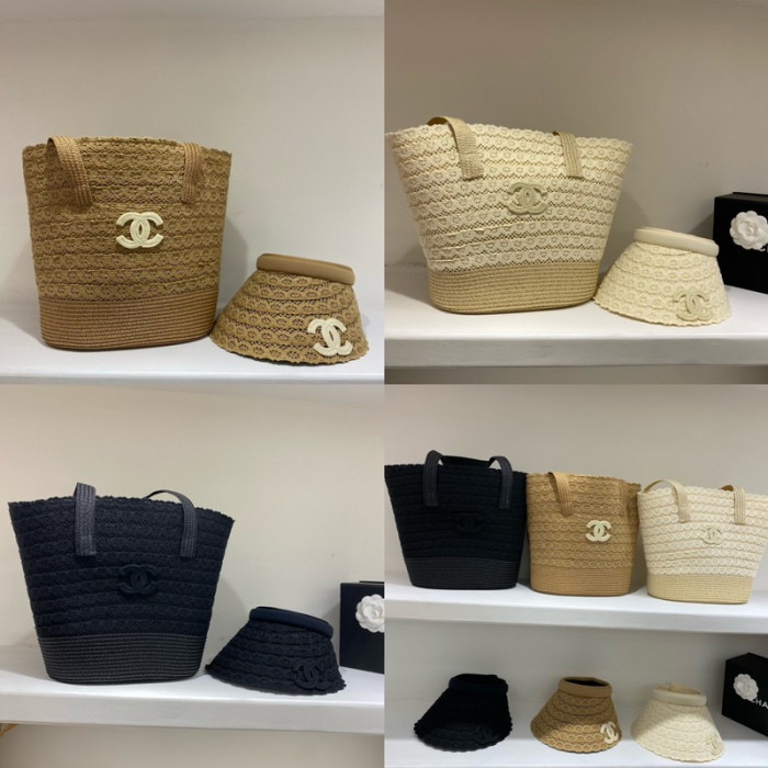 Fashion hat 🏖️➕ straw bag ⛱️ set  ,no box. HX40-54