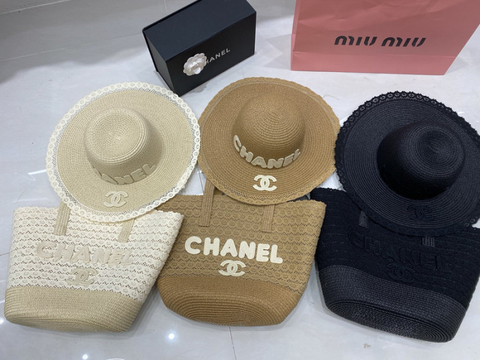 Fashion hat 🏖️➕ straw bag ⛱️ set  ,no box. HX40-53