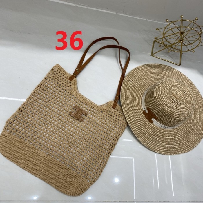 Fashion hat 🏖️➕ straw bag ⛱️ set  ,no box. HX40-36