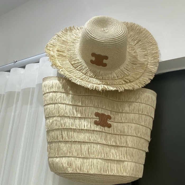 Fashion Tassel hat 🏖️➕ straw bag ⛱️ set  ,no box. HX40-42