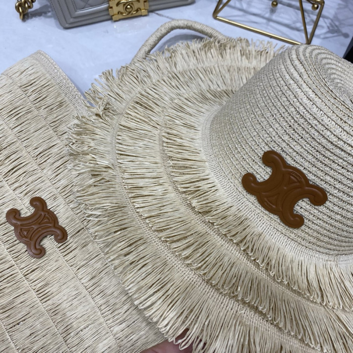 Fashion Tassel hat 🏖️➕ straw bag ⛱️ set  ,no box. HX40-42