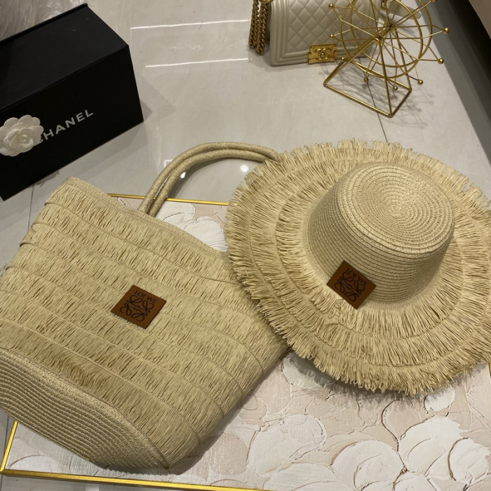 Fashion Tassel hat 🏖️➕ straw bag ⛱️ set  ,no box. HX40-1