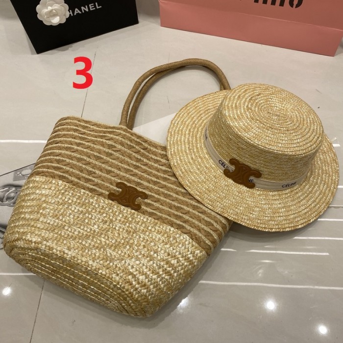 Fashion hat 🏖️➕ straw bag ⛱️ set  ,no box. HX40-2-6
