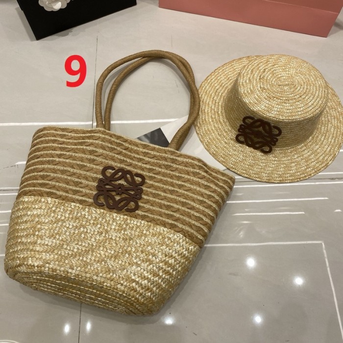 Fashion hat 🏖️➕ straw bag ⛱️ set  ,no box. HX40-7-11