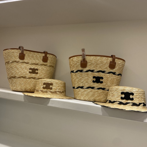 Fashion hat 🏖️➕ straw bag ⛱️ set  ,no box. HX40-25-26