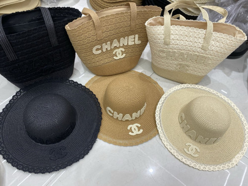 Fashion hat 🏖️➕ straw bag ⛱️ set  ,no box. HX40-53