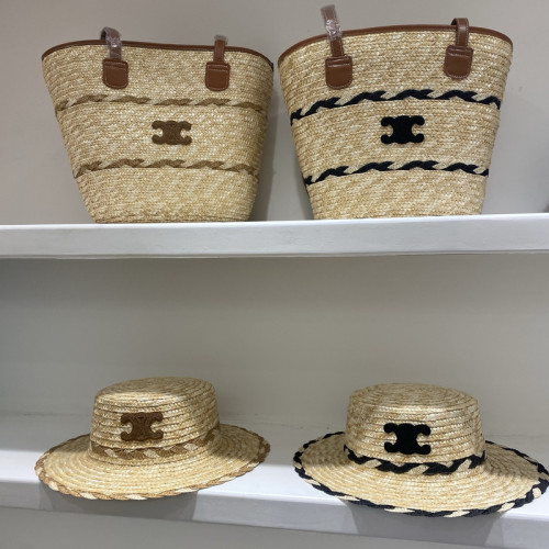 Fashion hat 🏖️➕ straw bag ⛱️ set  ,no box. HX40-25-26
