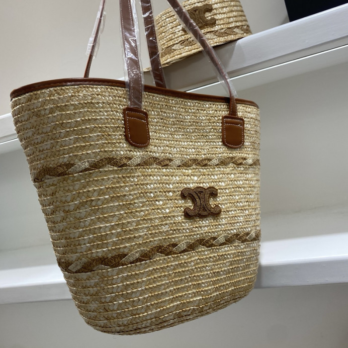 Fashion hat 🏖️➕ straw bag ⛱️ set  ,no box. HX40-25-26