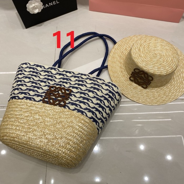 Fashion hat 🏖️➕ straw bag ⛱️ set  ,no box. HX40-7-11