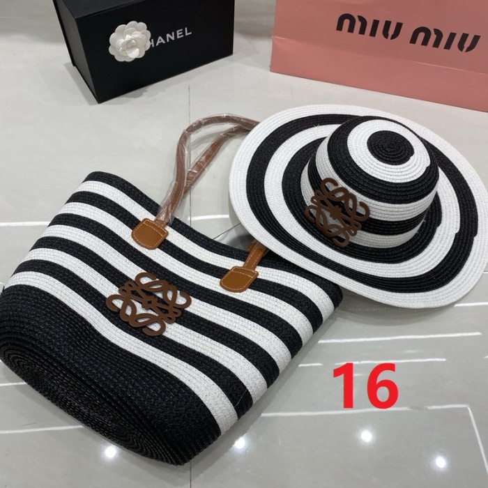 Fashion hat 🏖️➕ straw bag ⛱️ set  ,no box. HX40-15-19