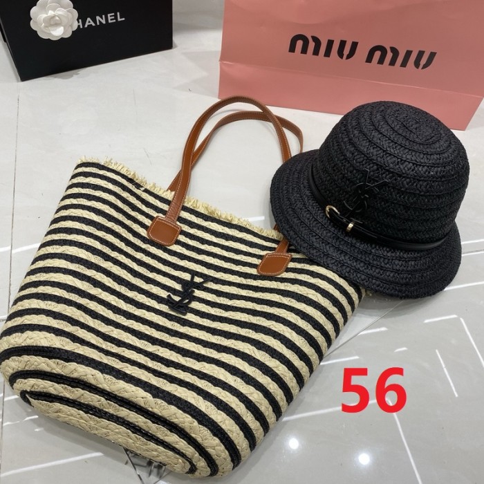 Fashion hat 🏖️➕ straw bag ⛱️ set  ,no box. HX40-49-52