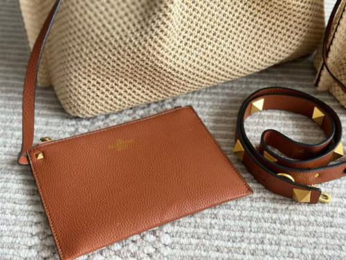 Split leather straw woven bag ,4A ,no box,  B80-69