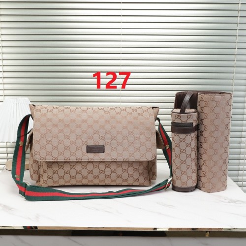 Canvas and split leather baby diaper bag + nursing bottle bag+ cushion, AAA, no box,diaper bag size  42x30x15cm,B98-127