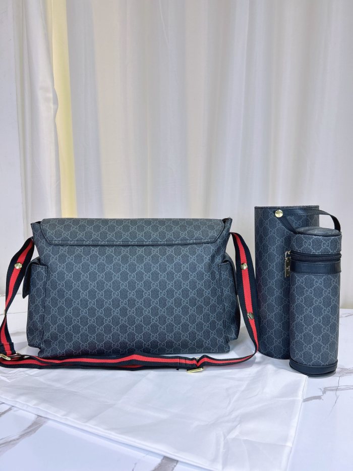 Canvas and split leather baby diaper bag + nursing bottle bag+ cushion, AAA, no box,diaper bag size  42x30x15cm,B98-128