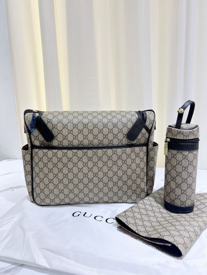 Canvas and split leather baby diaper bag + nursing bottle bag+ cushion, AAA, no box,diaper bag size  42x30x15cm,B98-125