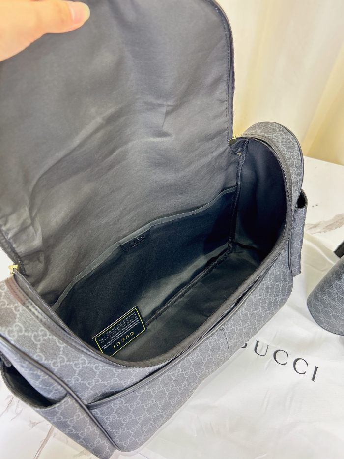 Canvas and split leather baby diaper bag + nursing bottle bag+ cushion, AAA, no box,diaper bag size  42x30x15cm,B98-126