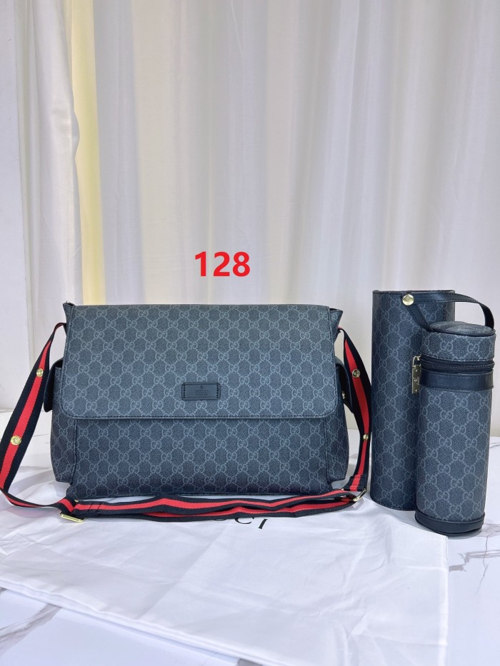 Canvas and split leather baby diaper bag + nursing bottle bag+ cushion, AAA, no box,diaper bag size  42x30x15cm,B98-128