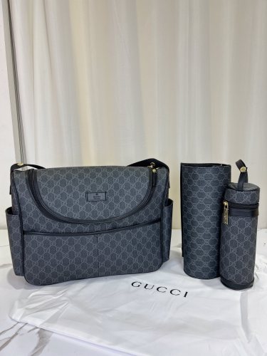Canvas and split leather baby diaper bag + nursing bottle bag+ cushion, AAA, no box,diaper bag size  42x30x15cm,B98-126