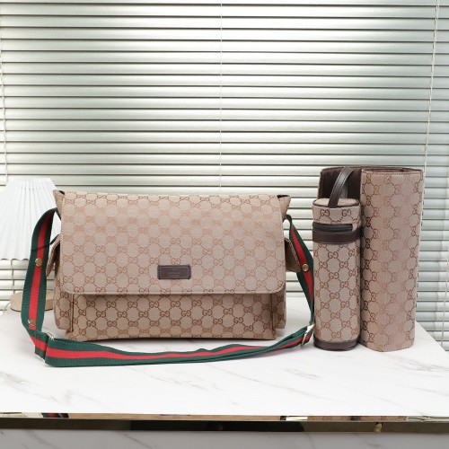Canvas and split leather baby diaper bag + nursing bottle bag+ cushion, AAA, no box,diaper bag size  42x30x15cm,B98-127