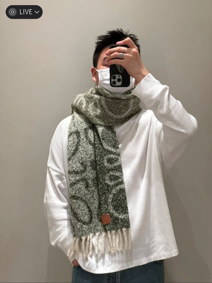 Cashmere cotton scarf for men women, size 47x184cm, no box. SF25-100-103