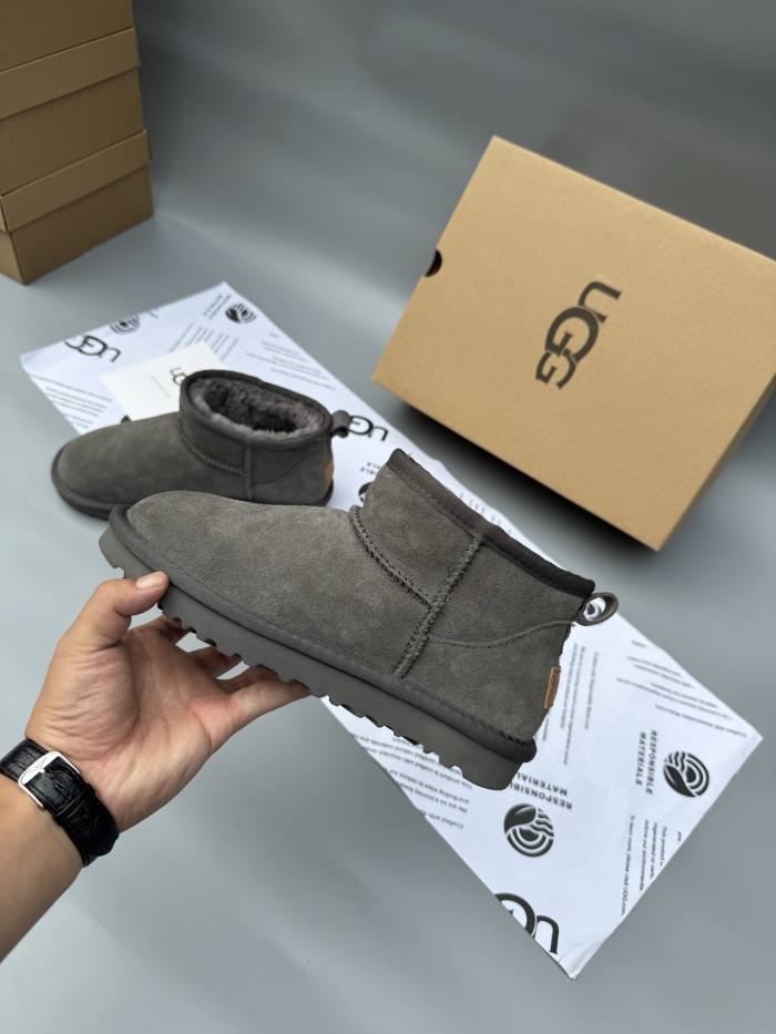 Women men leather fur boot shoes, size 35-45,  with box, SS50-370
