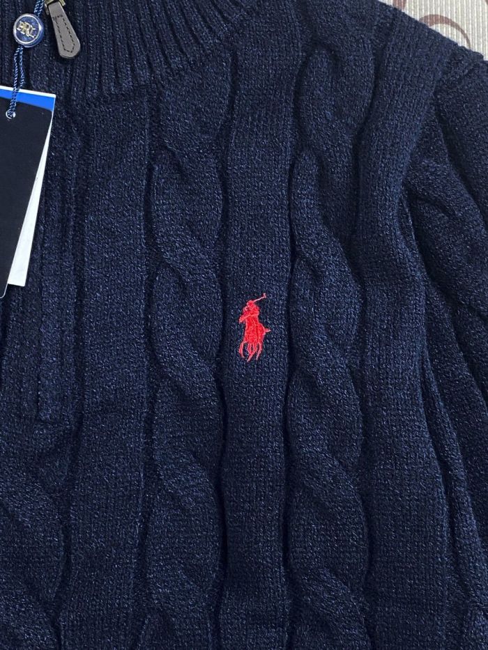 Embroidered knitted twisted stand-up collar sweater for women and men,size S-XXL,CL35-72-77