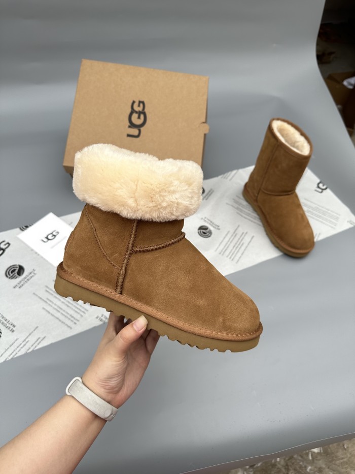 Women leather fur boot shoes, size 35-40,  with box, SS60-546