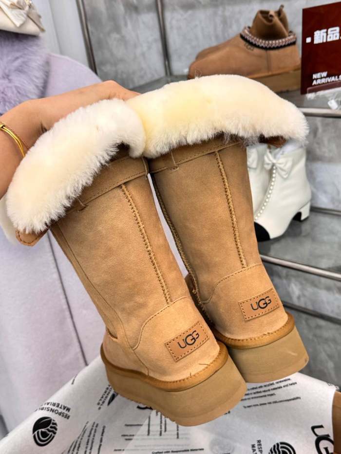 Women leather fur boot shoes, size 35-40,  with box, SS80-98