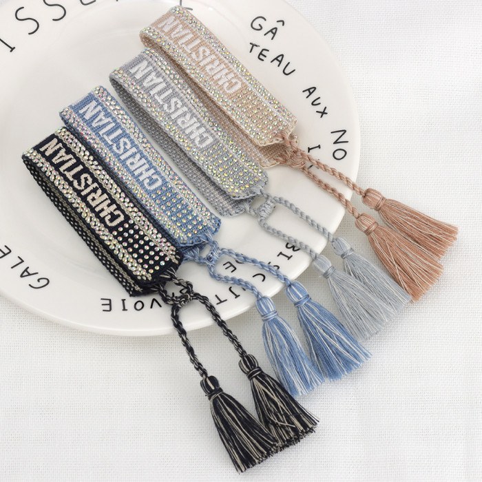 Hot diamond embroidery knitted bracelet jewelry , a set of 2 items ，with box,  J15-27-65