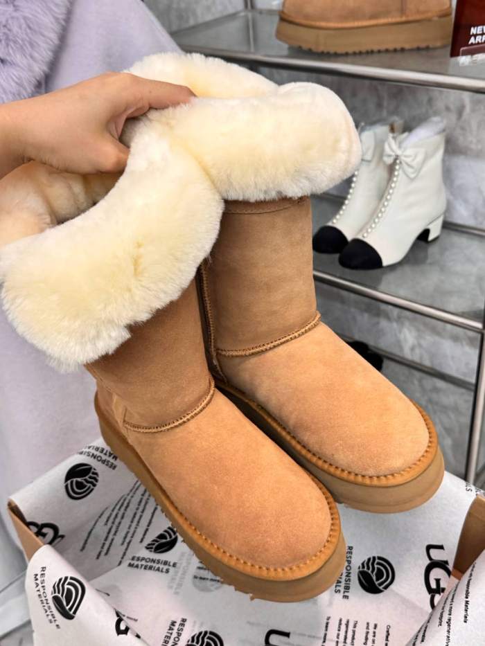 Women leather fur boot shoes, size 35-40,  with box, SS80-98