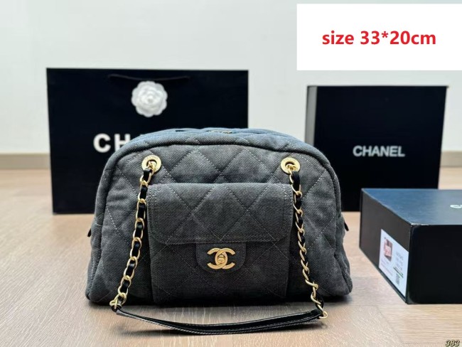 Denim and Split leather bag ,4A ,size 33*20cm, B88-392