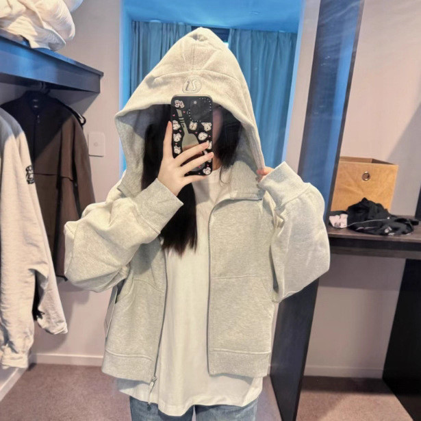 Women's Zipper-attached loose-fitting hooded sweatshirt Gym top Yoga clothes,S-3XL,CL60-101-120