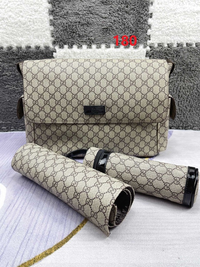 Canvas and split leather baby diaper bag + nursing bottle bag+ cushion, AAA, no box,diaper bag size  40x29x16cm,B98-180