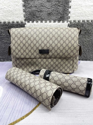 Canvas and split leather baby diaper bag + nursing bottle bag+ cushion, AAA, no box,diaper bag size  40x29x16cm,B98-180