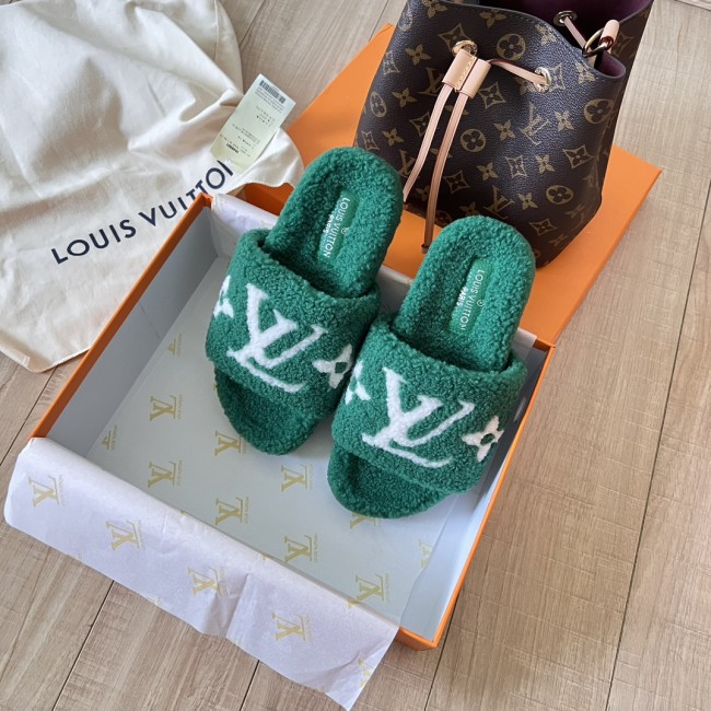 Women's flat wool indoor slippers, size 35-42, SS50-1876