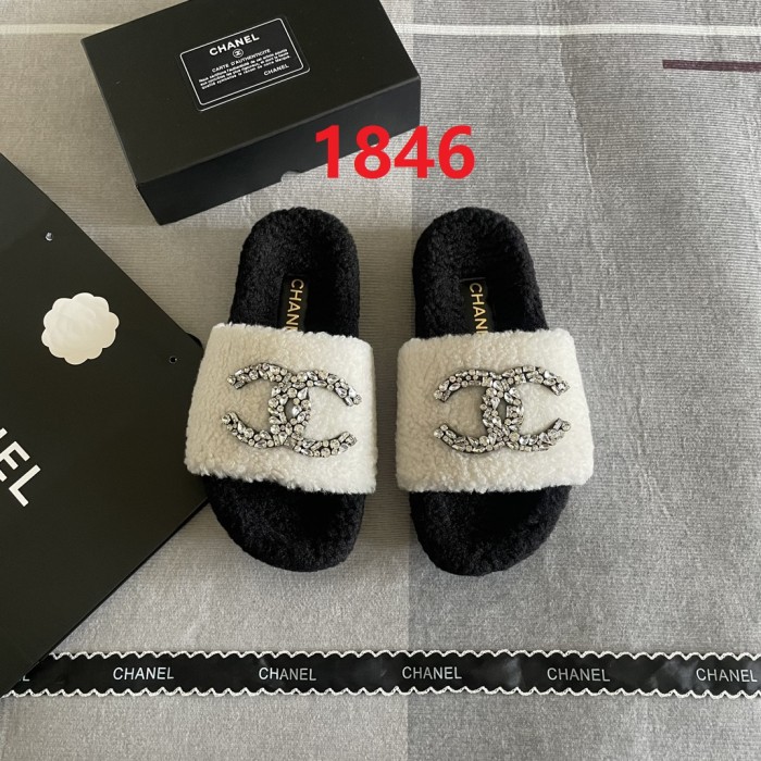 Women's flat wool indoor slippers, size 35-41, SS50-1846