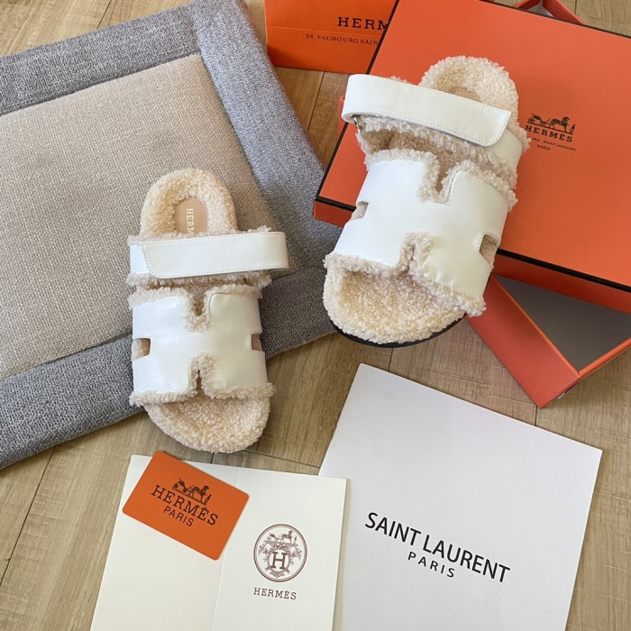 Women's flat wool indoor slippers, size 34-43, SS50-1891