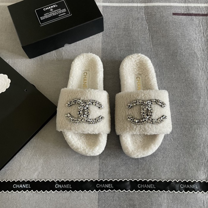 Women's flat wool indoor slippers, size 35-41, SS50-1843