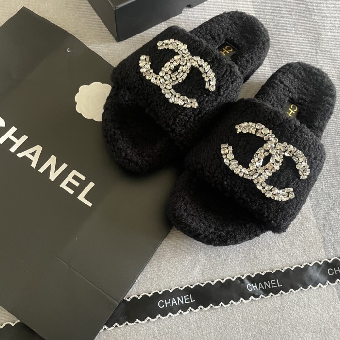 Women's flat wool indoor slippers, size 35-41, SS50-1847