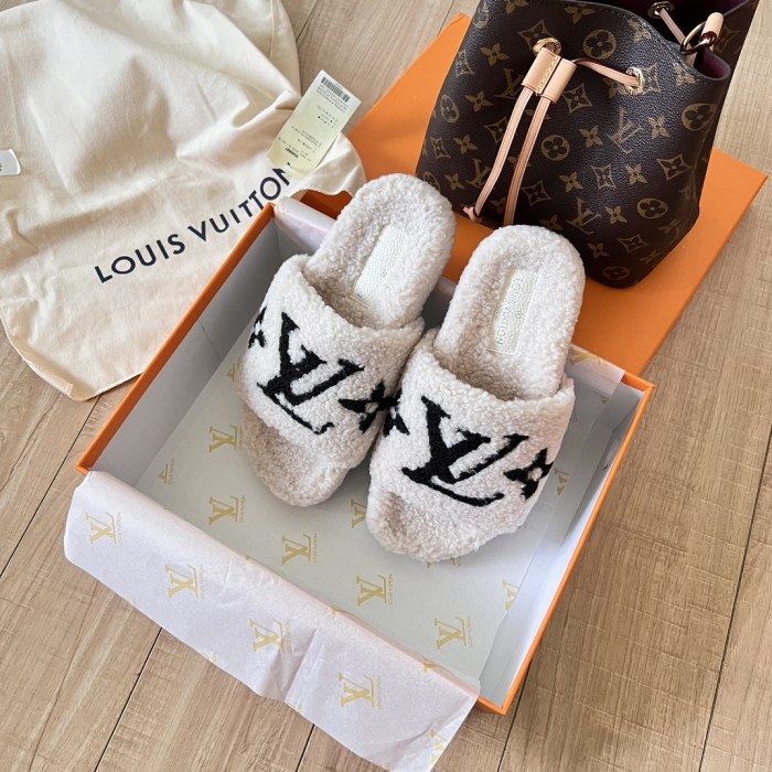 Women's flat wool indoor slippers, size 35-42, SS50-1875