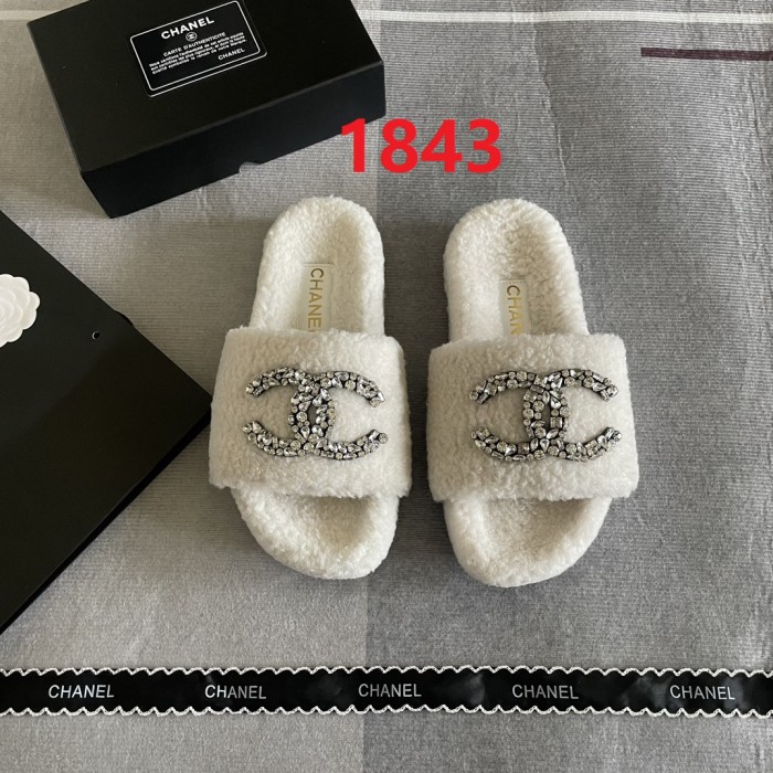 Women's flat wool indoor slippers, size 35-41, SS50-1843