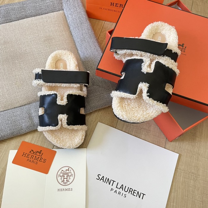 Women's flat wool indoor slippers, size 34-43, SS50-1892