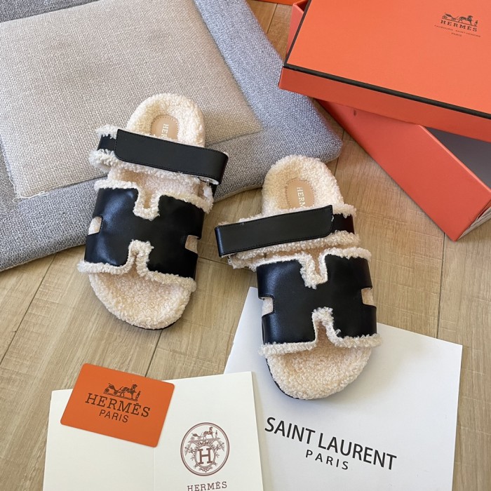 Women's flat wool indoor slippers, size 34-43, SS50-1892