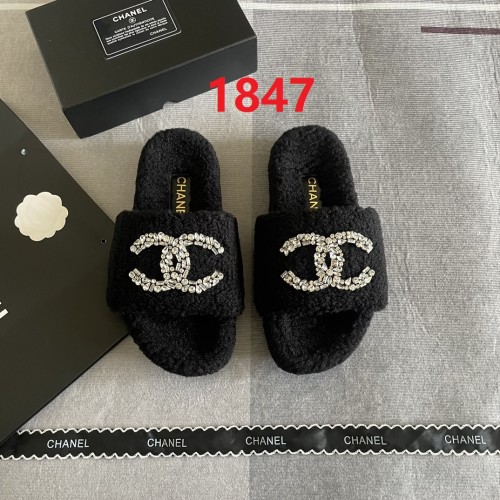 Women's flat wool indoor slippers, size 35-41, SS50-1847