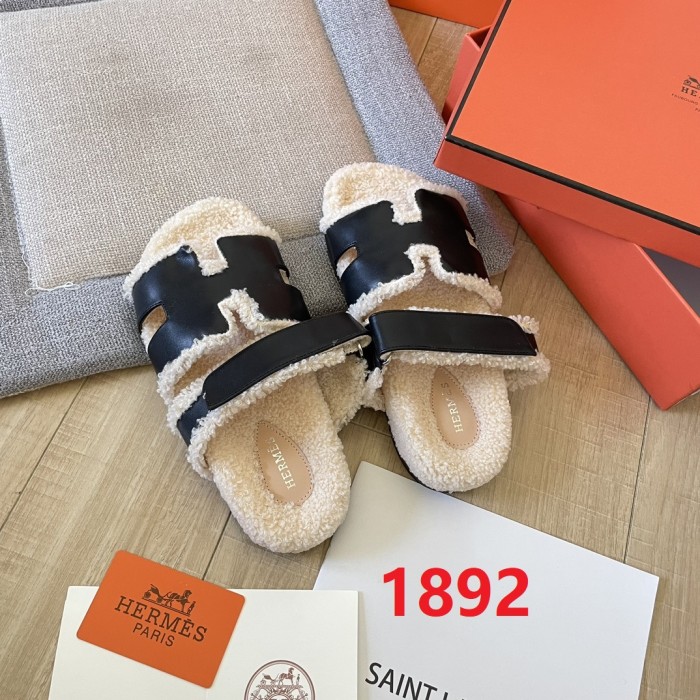 Women's flat wool indoor slippers, size 34-43, SS50-1892