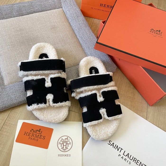 Women's flat wool indoor slippers, size 34-43, SS50-1887