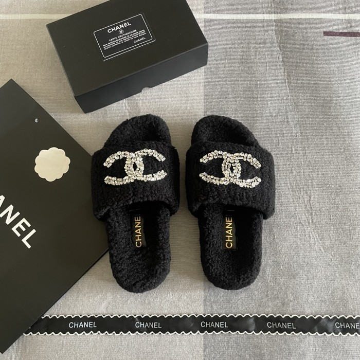 Women's flat wool indoor slippers, size 35-41, SS50-1847