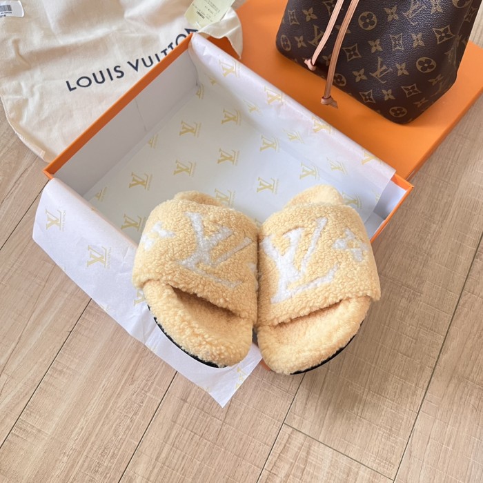 Women's flat wool indoor slippers, size 35-42, SS50-1873