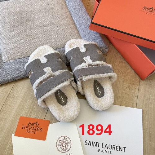Women's flat wool indoor slippers, size 34-43, SS50-1894