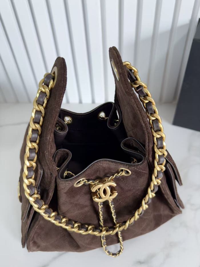 Velvet-finish leather bag ,5A ,size 30x26x14cm,no box,  B110-420
